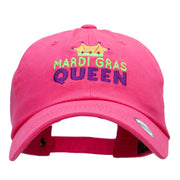 Mardi Gras Queen Embroidered Unstructured Cotton Twill Washed Cap