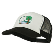 Fishing Beach Seagulls Embroidered Foam Mesh Back Cap