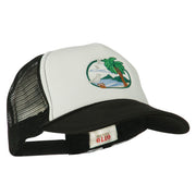 Fishing Beach Seagulls Embroidered Foam Mesh Back Cap