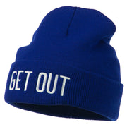 Get Out Embroidered Long Knit Beanie