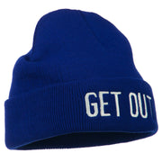 Get Out Embroidered Long Knit Beanie