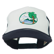 Fishing Beach Seagulls Embroidered Foam Mesh Back Cap