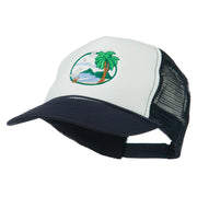 Fishing Beach Seagulls Embroidered Foam Mesh Back Cap