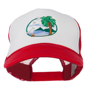 Fishing Beach Seagulls Embroidered Foam Mesh Back Cap