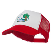 Fishing Beach Seagulls Embroidered Foam Mesh Back Cap