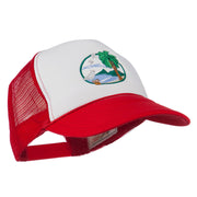 Fishing Beach Seagulls Embroidered Foam Mesh Back Cap