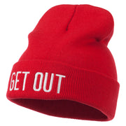 Get Out Embroidered Long Knit Beanie