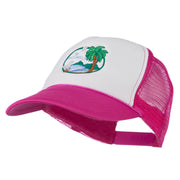 Fishing Beach Seagulls Embroidered Foam Mesh Back Cap