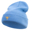 Golden Arizona Bull Icon Embroidered 12 Inch Long Knitted Beanie - Sky-Blue OSFM