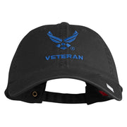 US Air Force Wing with Veteran Embroidered Pigment Dyed Cap - Black OSFM