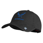 US Air Force Wing with Veteran Embroidered Pigment Dyed Cap - Black OSFM