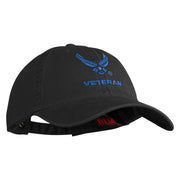 US Air Force Wing with Veteran Embroidered Pigment Dyed Cap - Black OSFM