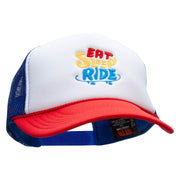 Eat Sleep Ride Embroidered Foam Panel Mesh Snapback