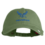 US Air Force Wing with Veteran Embroidered Pigment Dyed Cap - Olive OSFM