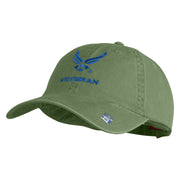 US Air Force Wing with Veteran Embroidered Pigment Dyed Cap - Olive OSFM