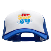 Eat Sleep Ride Embroidered Foam Panel Mesh Snapback