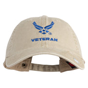 US Air Force Wing with Veteran Embroidered Pigment Dyed Cap - Khaki OSFM