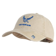 US Air Force Wing with Veteran Embroidered Pigment Dyed Cap - Khaki OSFM