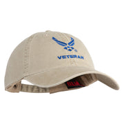 US Air Force Wing with Veteran Embroidered Pigment Dyed Cap - Khaki OSFM