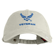 US Air Force Wing with Veteran Embroidered Pigment Dyed Cap - Stone Grey OSFM