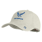 US Air Force Wing with Veteran Embroidered Pigment Dyed Cap - Stone Grey OSFM