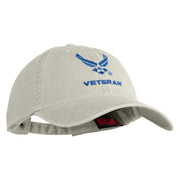 US Air Force Wing with Veteran Embroidered Pigment Dyed Cap - Stone Grey OSFM
