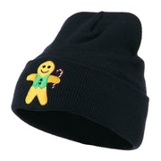 Gingerbread Man with Candy Cane Embroidered Beanie