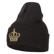 Glitter Crown Embroidered Knitted Long Beanie