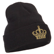 Glitter Crown Embroidered Knitted Long Beanie