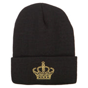 Glitter Crown Embroidered Knitted Long Beanie