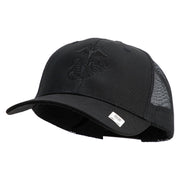 US Marine Corps Seal Embroidered 6 Panel Structured Cotton Twill Mesh Cap Made in USA - Black OSFM