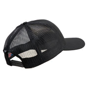 US Marine Corps Seal Embroidered 6 Panel Structured Cotton Twill Mesh Cap Made in USA - Black OSFM