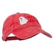 Halloween Ghost Hunter Embroidered Washed Dyed Cap