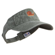 Realistic Snail Embroidered Washed Pigment Dyed Cotton Twill Visor - Olive OSFM