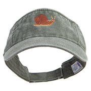 Realistic Snail Embroidered Washed Pigment Dyed Cotton Twill Visor - Olive OSFM