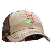 Tequila Shot Embroidered Frayed Mesh Cap