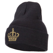 Glitter Crown Embroidered Knitted Long Beanie