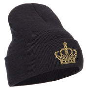 Glitter Crown Embroidered Knitted Long Beanie