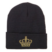 Glitter Crown Embroidered Knitted Long Beanie