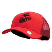 US Marine Corps Seal Embroidered 6 Panel Structured Cotton Twill Mesh Cap Made in USA