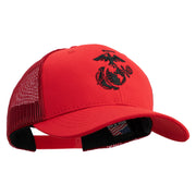 US Marine Corps Seal Embroidered 6 Panel Structured Cotton Twill Mesh Cap Made in USA