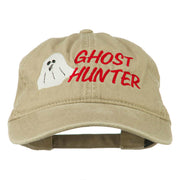 Halloween Ghost Hunter Embroidered Washed Dyed Cap