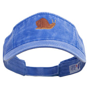 Realistic Snail Embroidered Washed Pigment Dyed Cotton Twill Visor - Royal OSFM