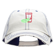 Tequila Shot Embroidered Frayed Mesh Cap