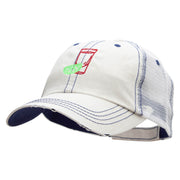 Tequila Shot Embroidered Frayed Mesh Cap