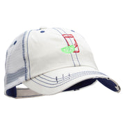 Tequila Shot Embroidered Frayed Mesh Cap