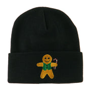 Gingerbread Man with Candy Cane Embroidered Beanie