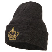 Glitter Crown Embroidered Knitted Long Beanie