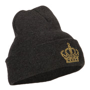 Glitter Crown Embroidered Knitted Long Beanie