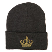 Glitter Crown Embroidered Knitted Long Beanie